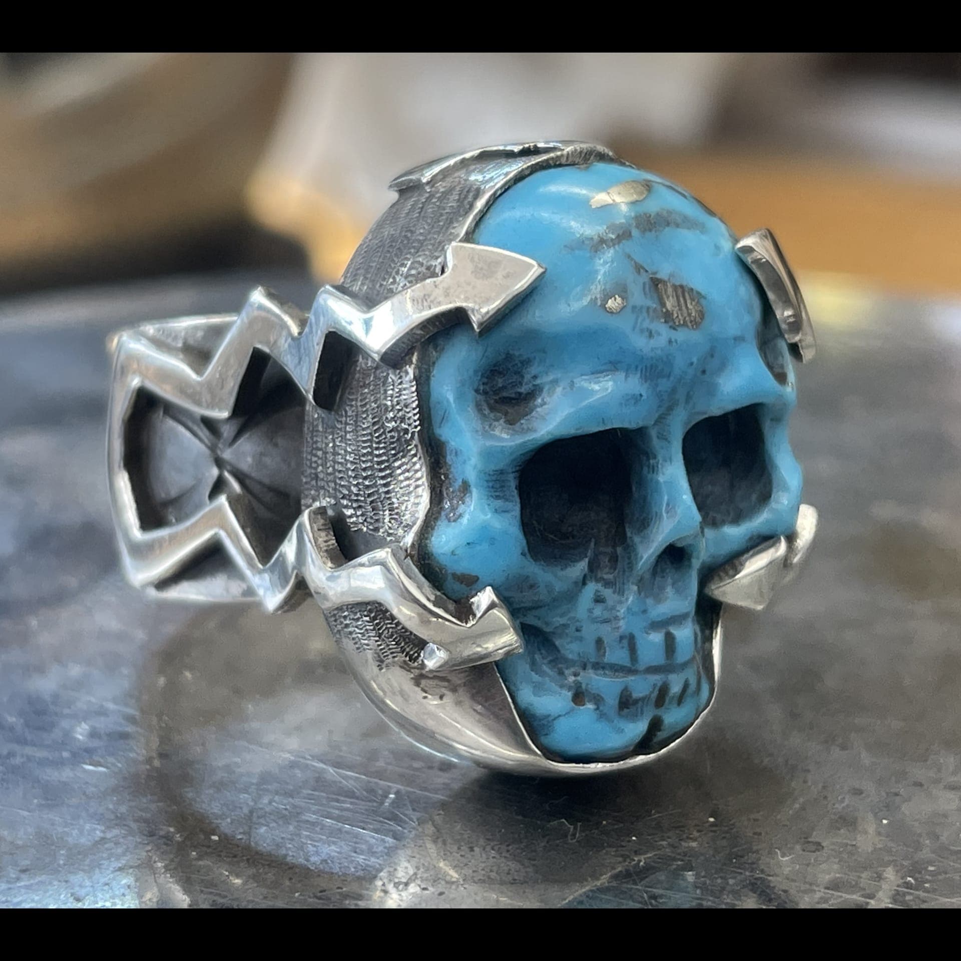 Turquoise Skull Ring
