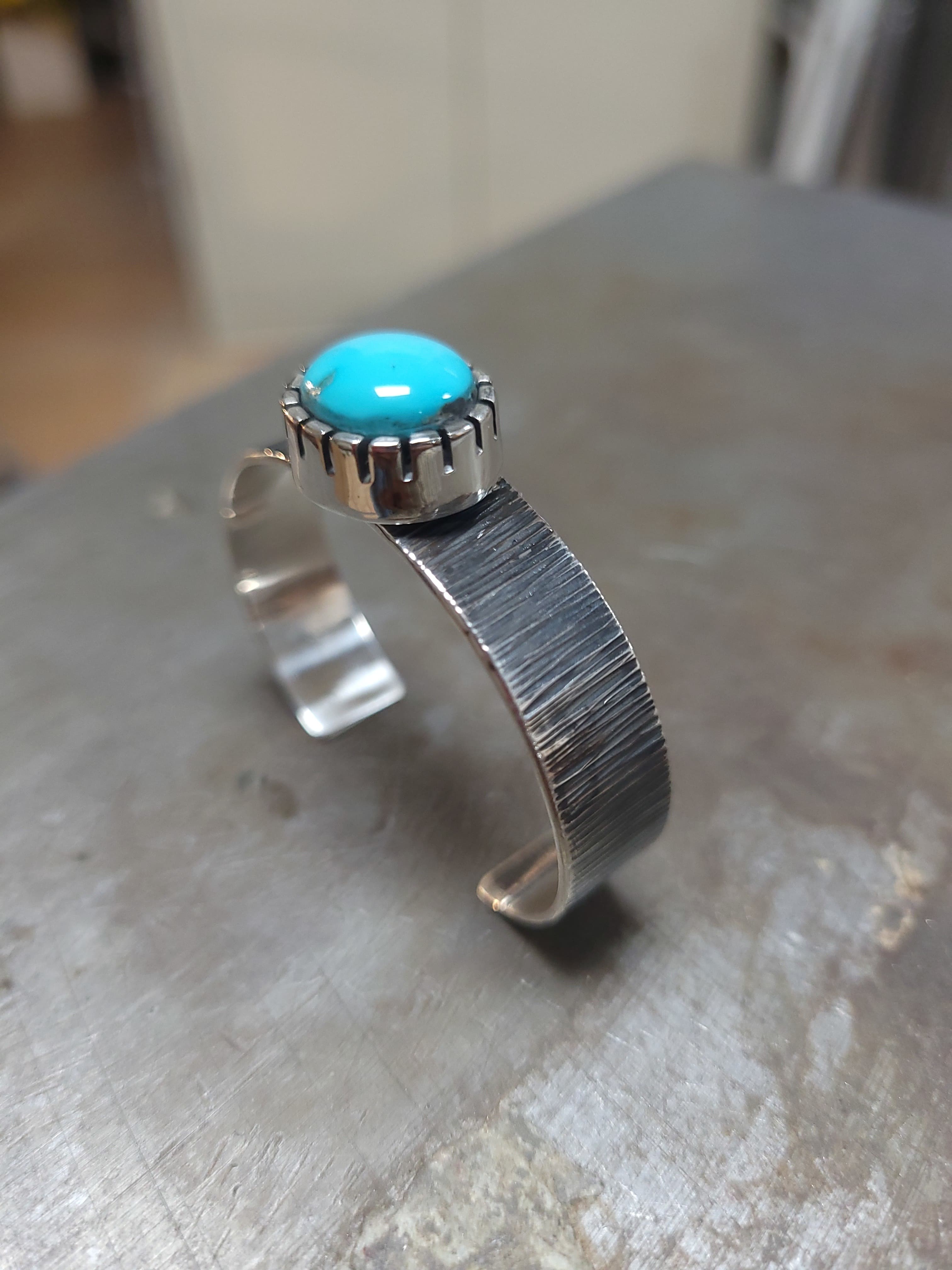 Chiseled turquoise baby cuff