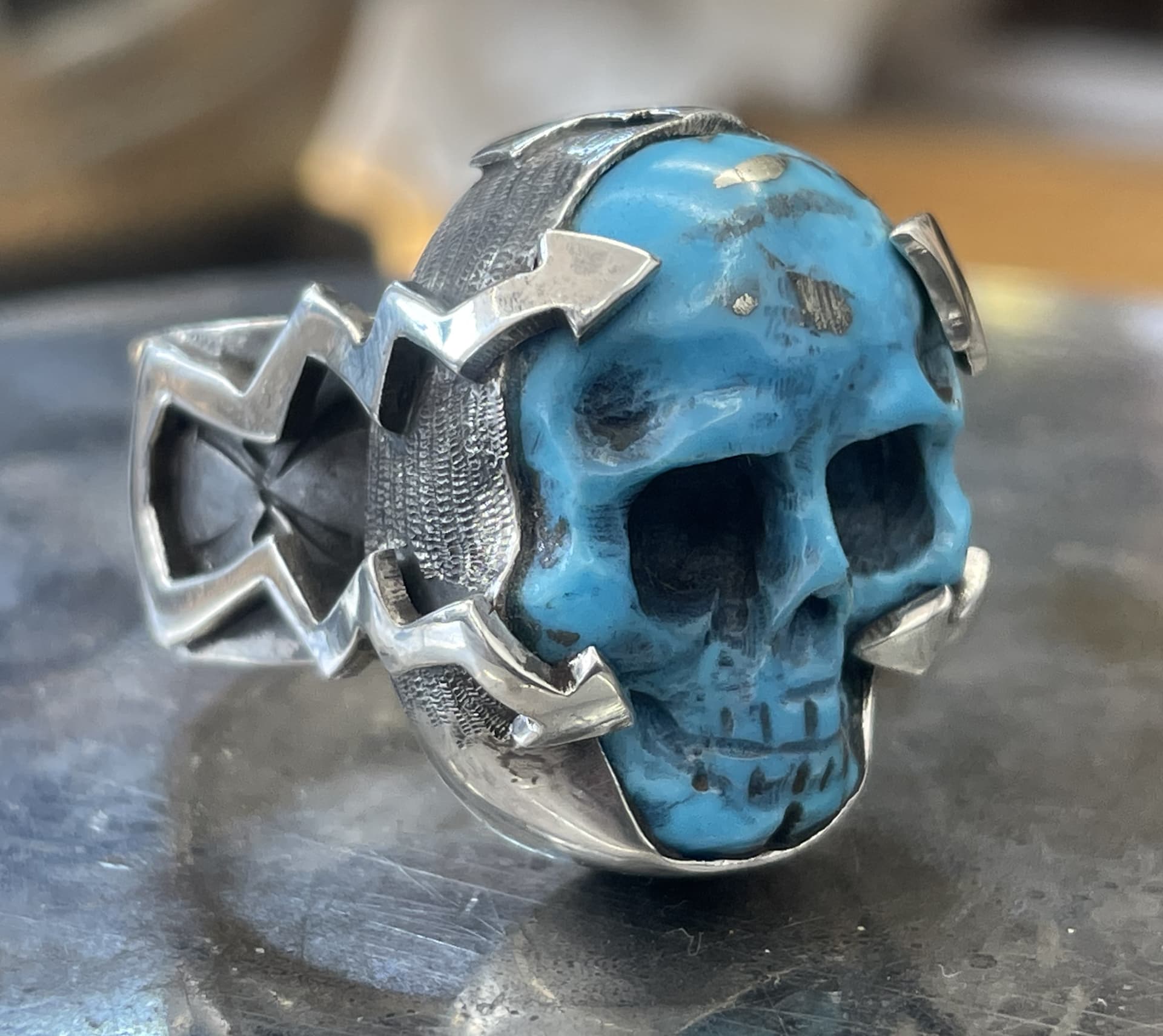 Turquoise Skull Ring