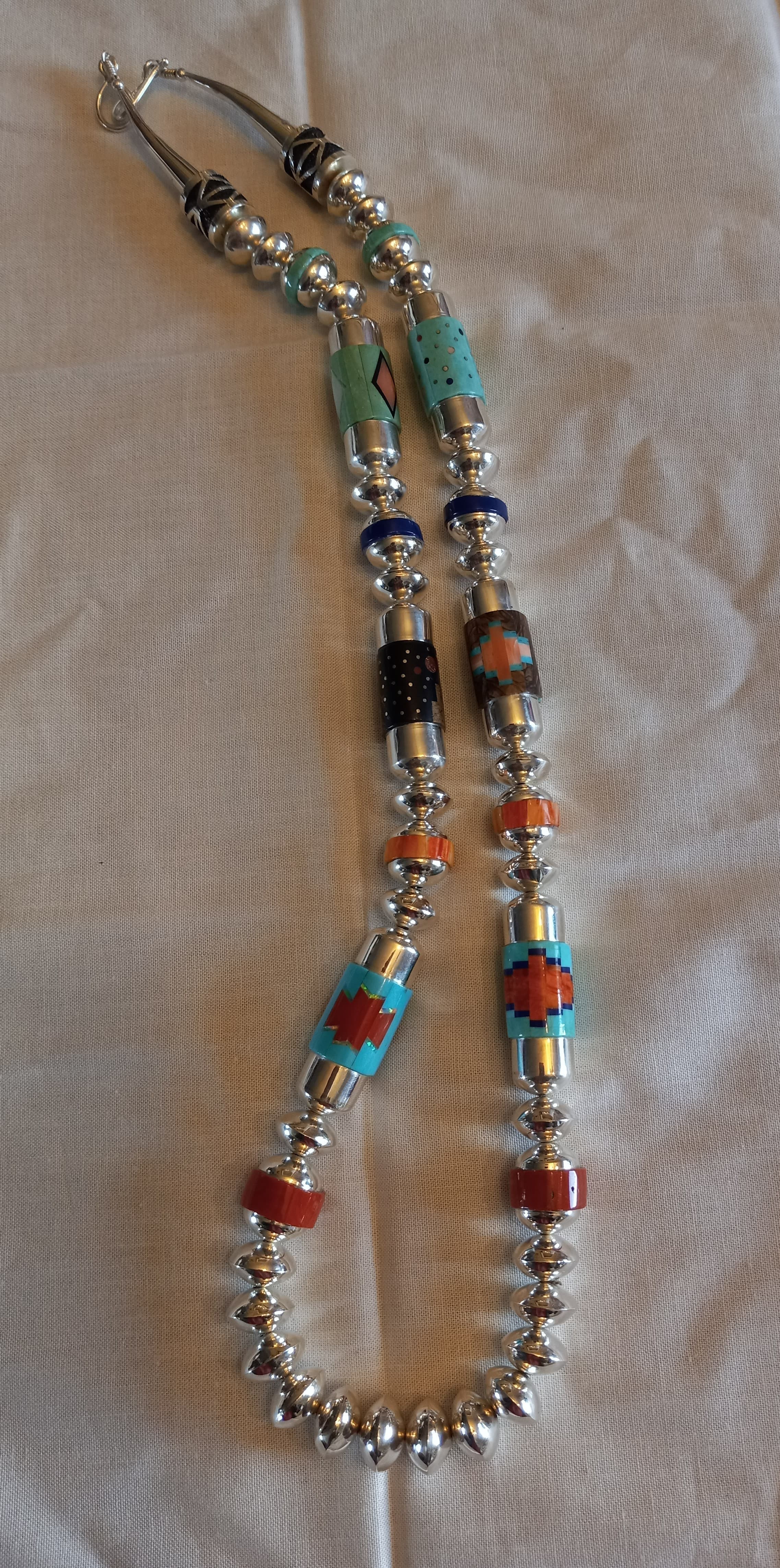silver multi colored necklace