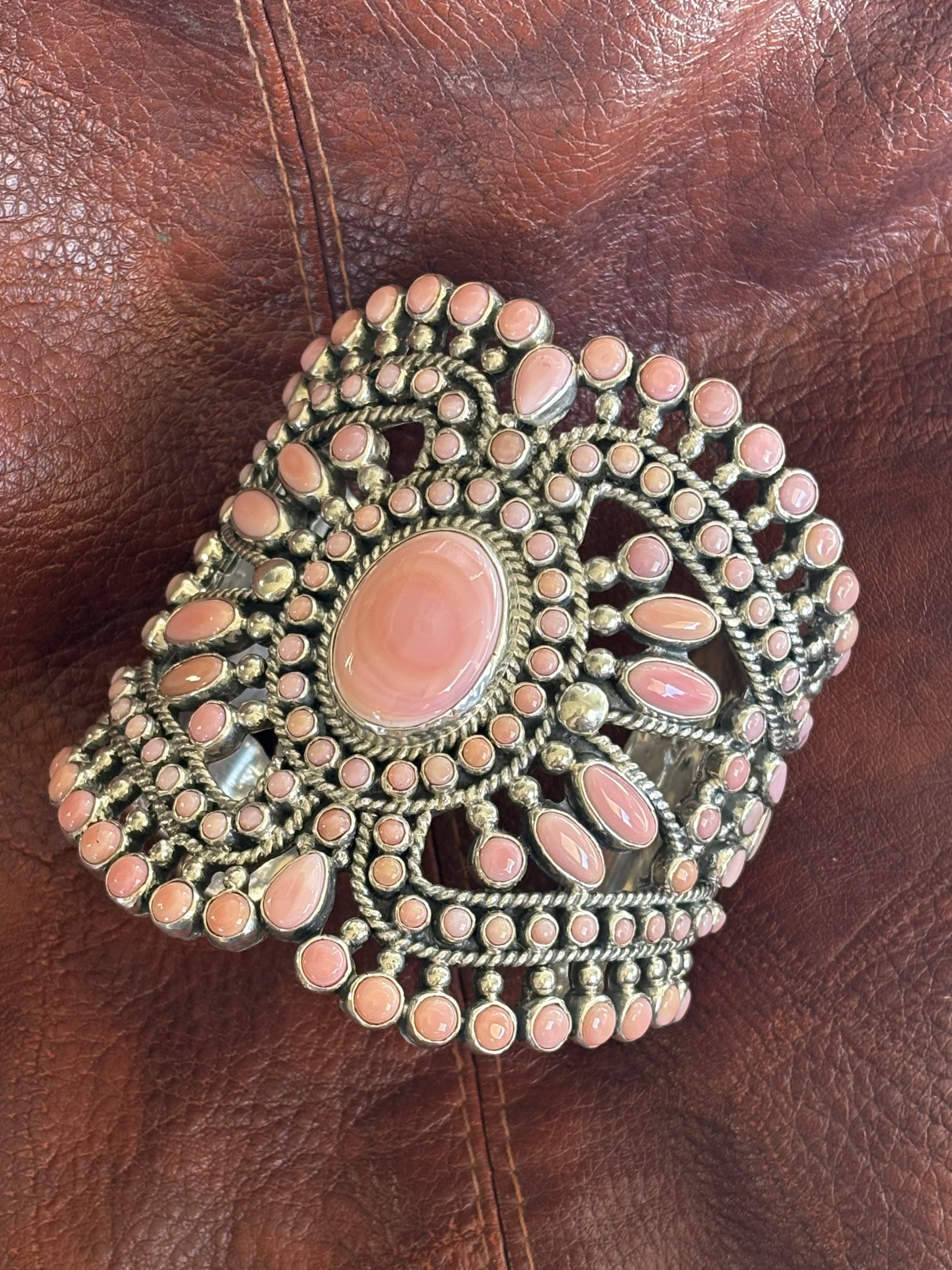 Pink Conch Filigree Bracelet