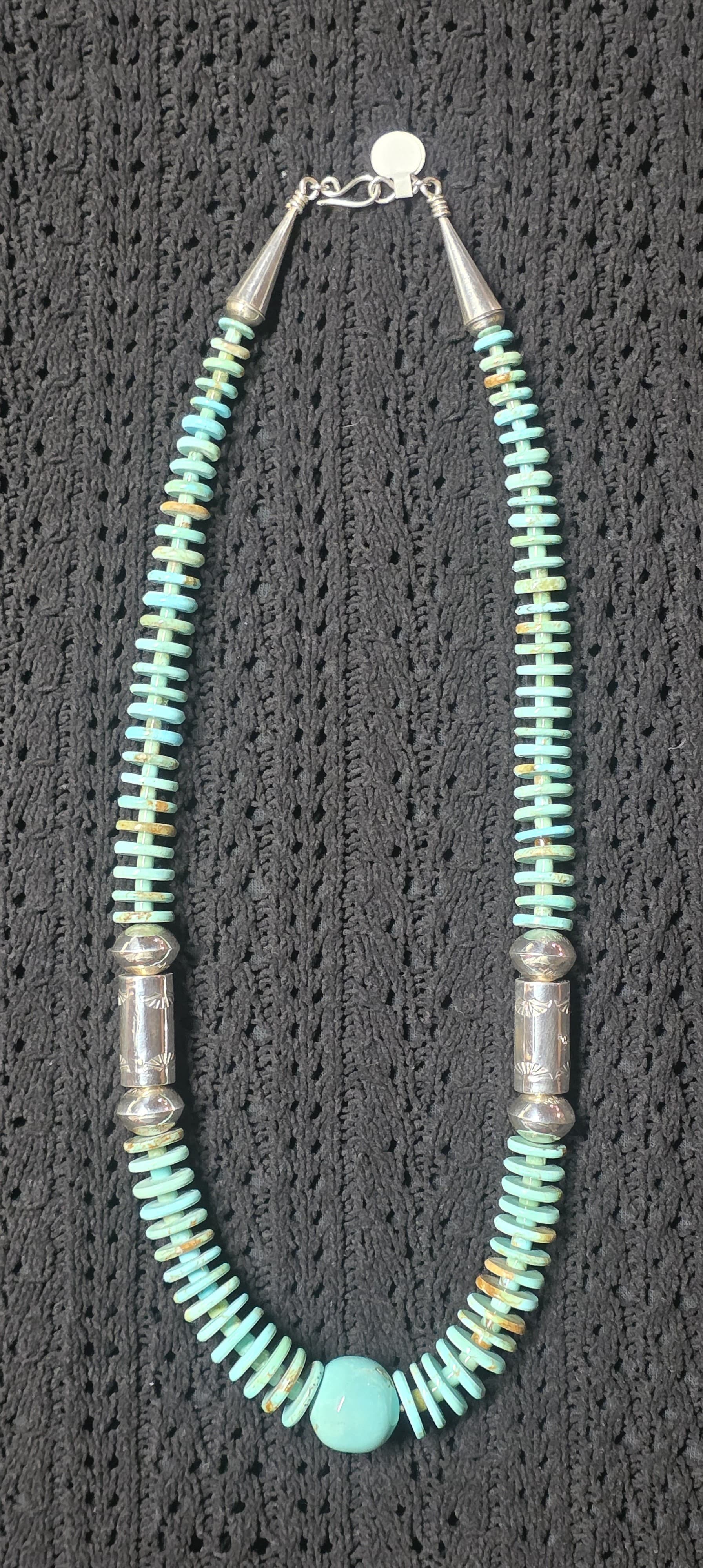 Single Strand Necklace with turquoise sphere